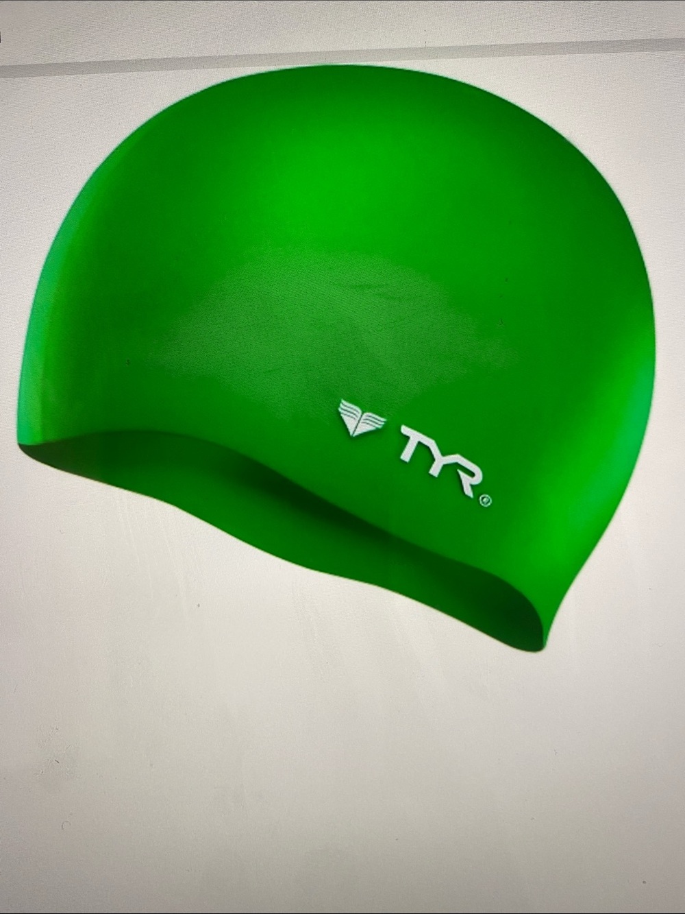 TYR Silicone Wrinkle Free Green Shiny Logo Swim Cap